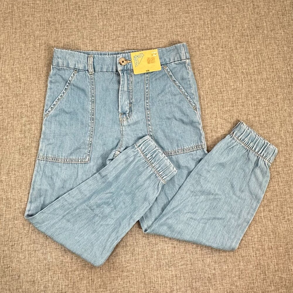 NEW! Thereabouts Boys Kids Denim Joggers Pants Light Wash 5 Reg $36 Cotton Blend